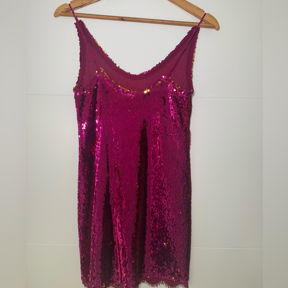 Free People Mini Pink Sequin Dress (XS) - Picture 3 of 5